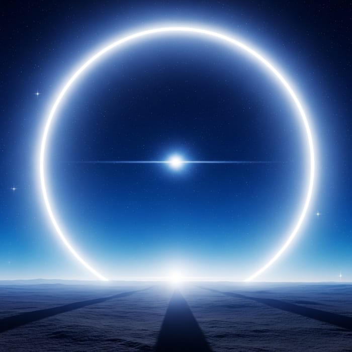 Futuristic Halo Scene in Deep Blue Space
