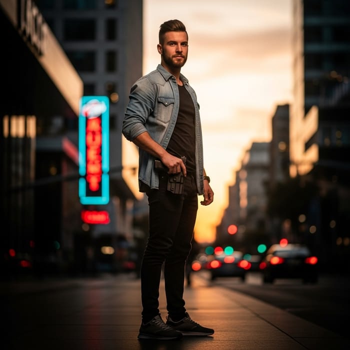 Confident Gay Man with Handgun