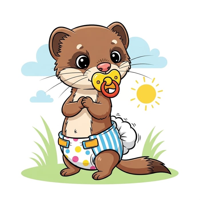 Playful Baby Weasel Cartoon | Diaper Change Humor Playful Baby Weasel Cartoon | Diaper Change Humor