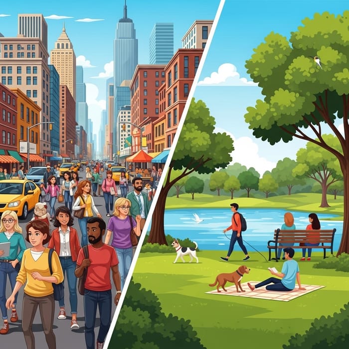 Urban Life Vs Park Serenity: Contrasting Environments