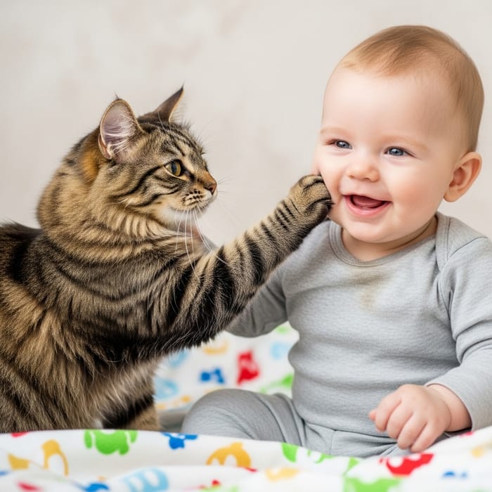 Cat Comforting Baby | Heartwarming Moment