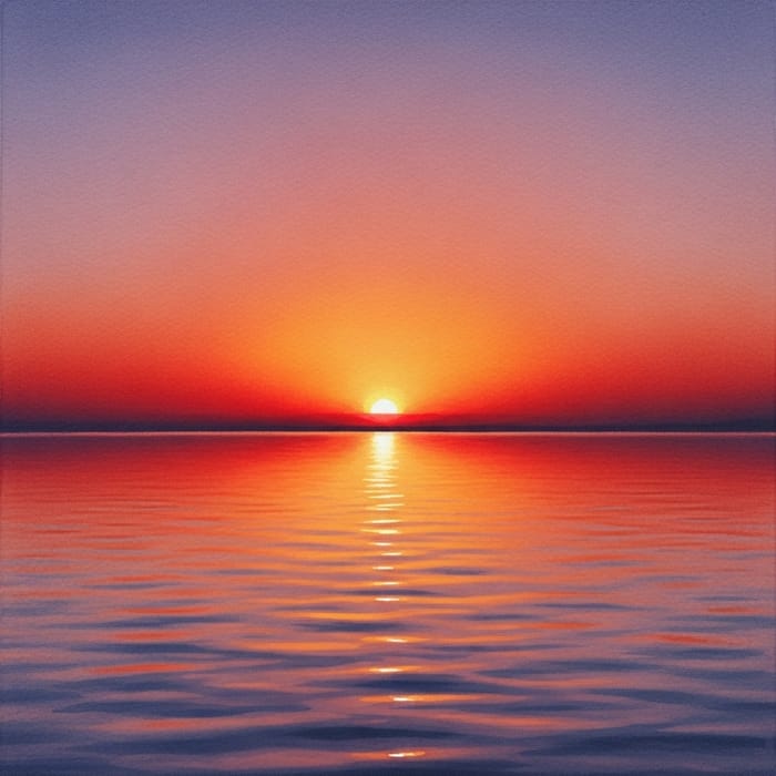 Serene Watercolor Sunset Painting