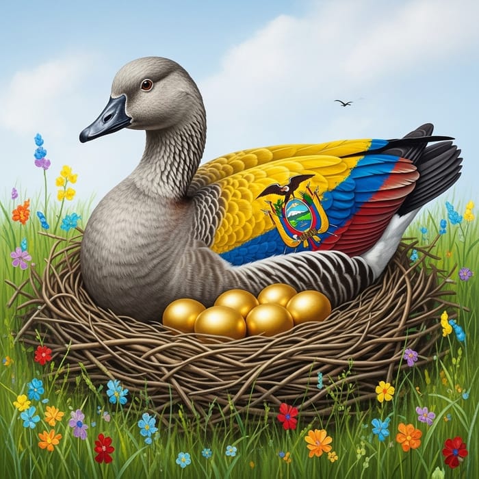Majestic Smoke Grey Feathered Golden Goose in Enchanting Meadow Majestic Smoke Grey Feathered Golden Goose in Enchanting Meadow