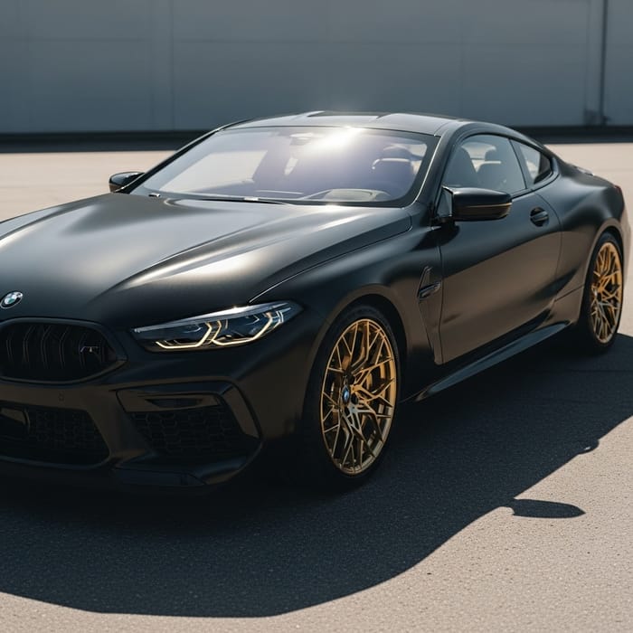 Matte Black BMW M8 Competition with Golden Wheels and Luxurious Details Matte Black BMW M8 Competition with Golden Wheels and Luxurious Details