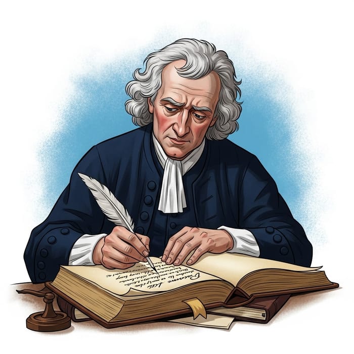 Isaac Newton Writing in Book | Vintage Portrait Isaac Newton Writing in Book | Vintage Portrait