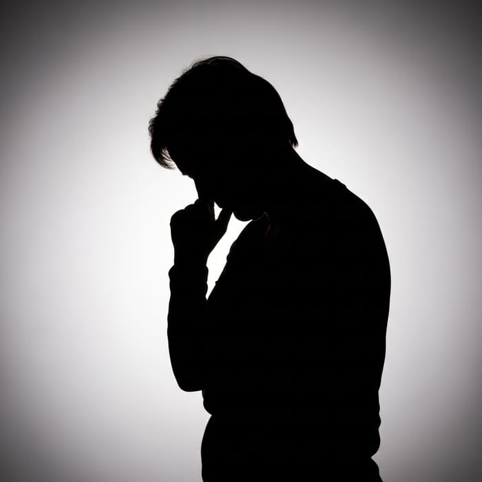 Sad Middle-Aged Silhouette - Portraying Human Emotions Sad Middle-Aged Silhouette - Portraying Human Emotions