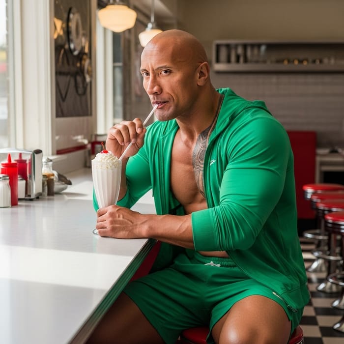 Tom Hardy Enjoying a Milkshake in Green Shorts and Jacket
