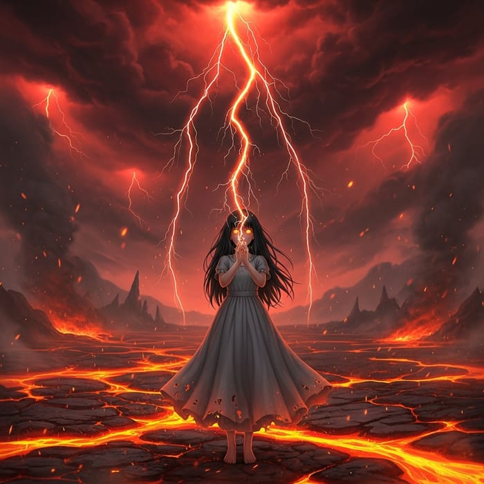 Summon Sparkling Lightning in Hell - Enchanting Girl in Grey Dress