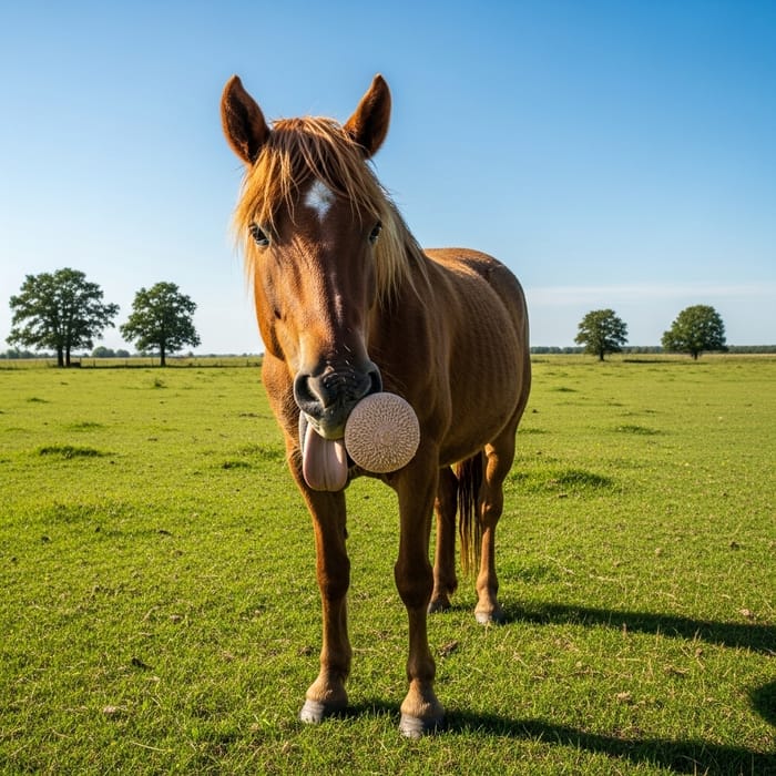 Hoarse Horse in Green Meadow