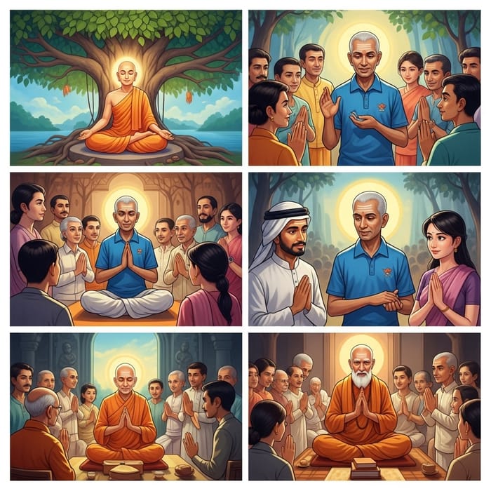 Key Moments of Buddha's Life - Vibrant Illustrative Series Key Moments of Buddha's Life - Vibrant Illustrative Series