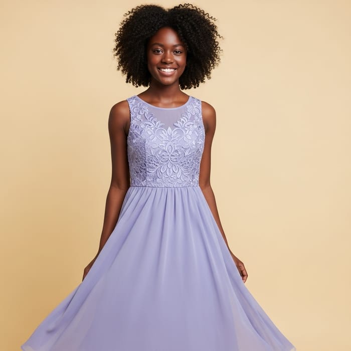 Stylish Black Teen Female in Elegant Dress Stylish Black Teen Female in Elegant Dress