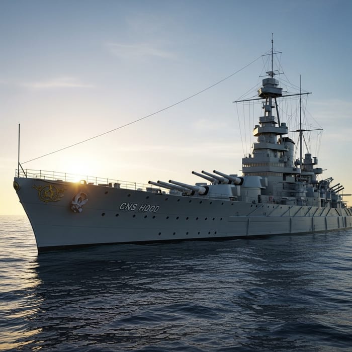 CNS HOOD Battleship Enchants in Calm Blue Ocean