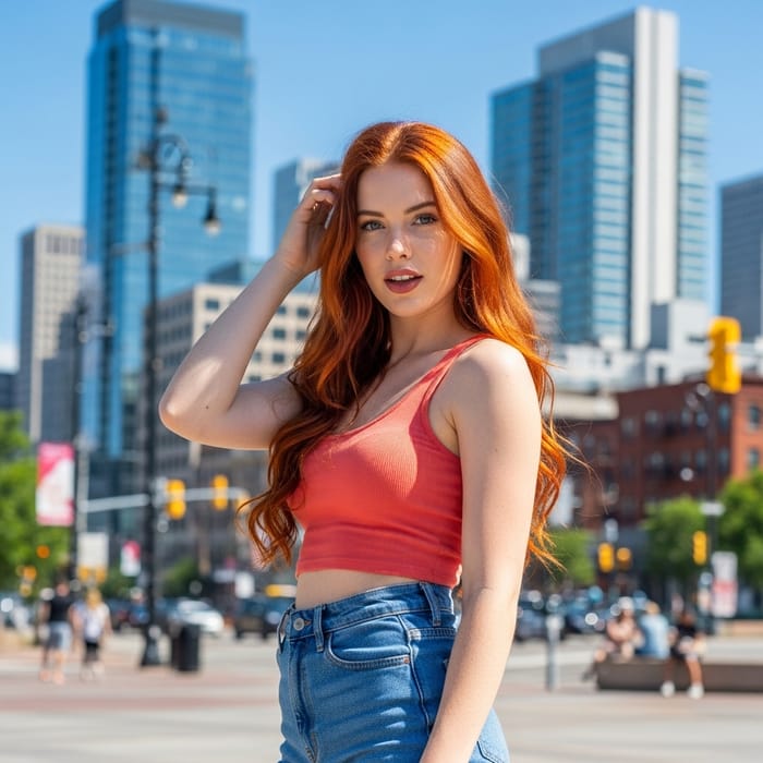 Compelling Portrait of a Confident Young Woman with Fiery Red Hair