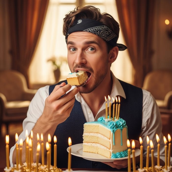 Harry Styles Indulging in Decadent Cake Delight