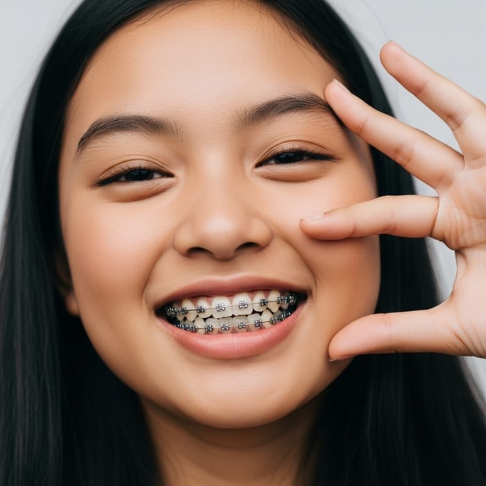 Confident Asian Teen in Vibrant Close-Up Portrait Confident Asian Teen in Vibrant Close-Up Portrait