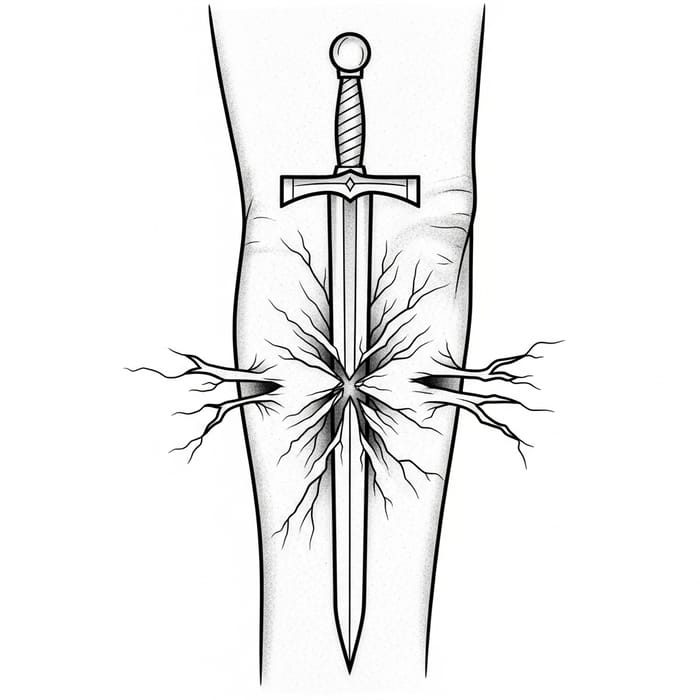 Shattered Sword Tattoo Design | Skin Embedment Art Shattered Sword Tattoo Design | Skin Embedment Art