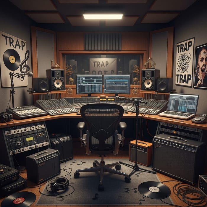 Realistic Trap Music Studio | 8k High-Quality Photo for Profile Picture