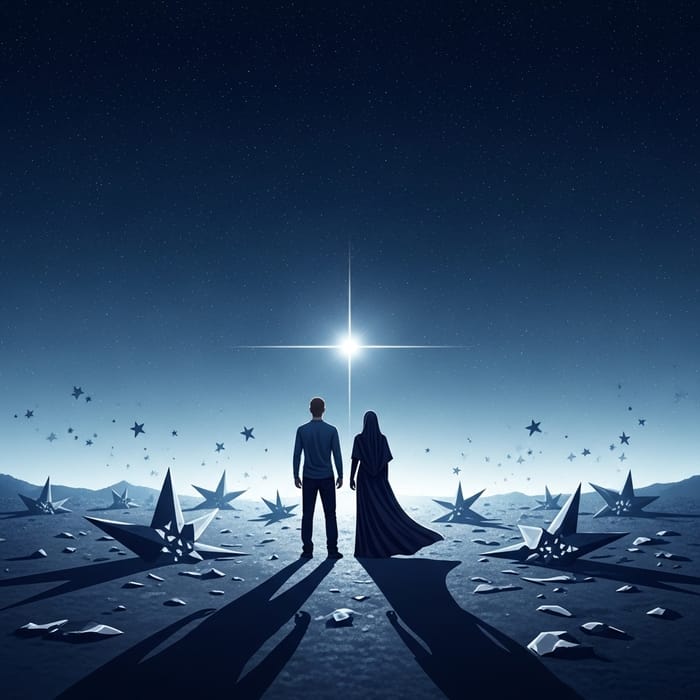 Celestial Silhouettes: Figures in Starlit Embrace Celestial Silhouettes: Figures in Starlit Embrace