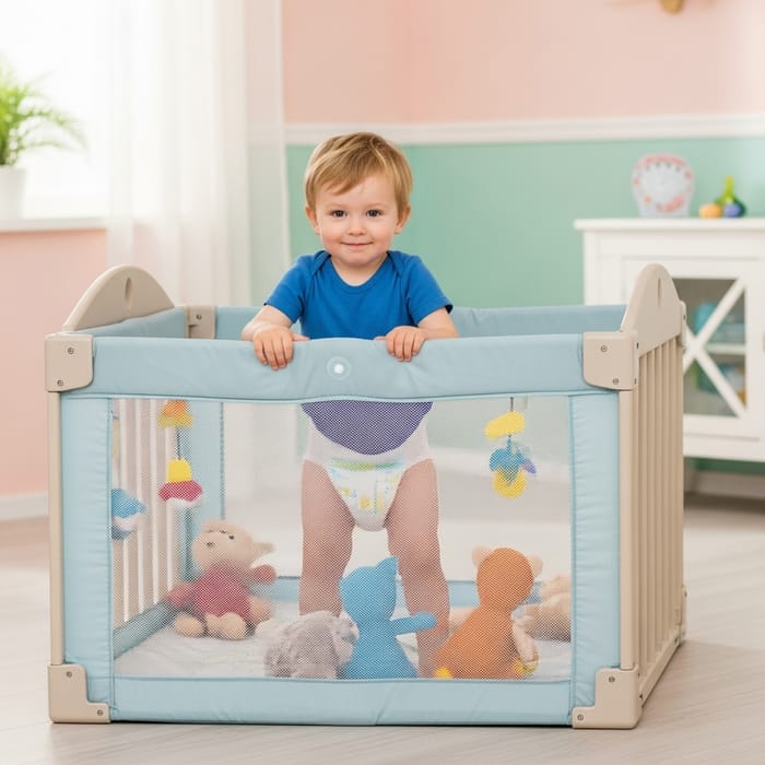 Charming Toddler Boy in Blue Onesie | Cute Baby Photo