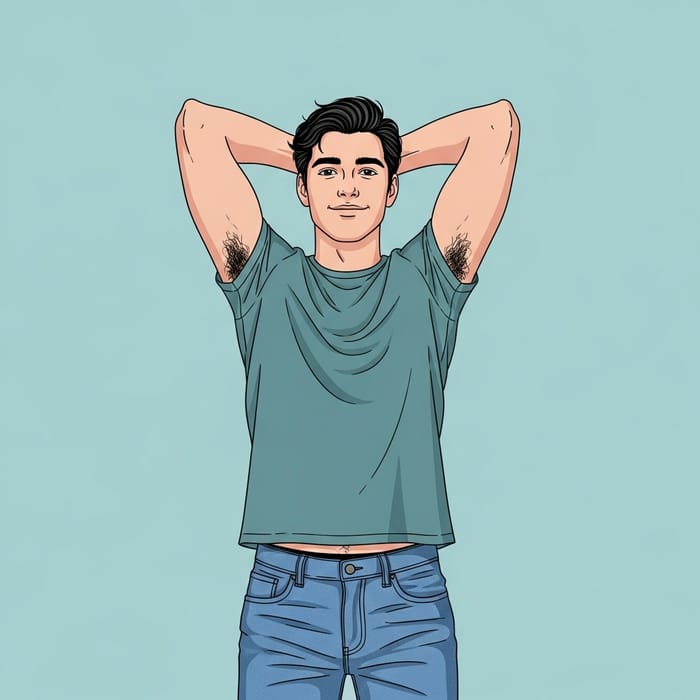 Confident Male Figure with Natural Armpit Hair