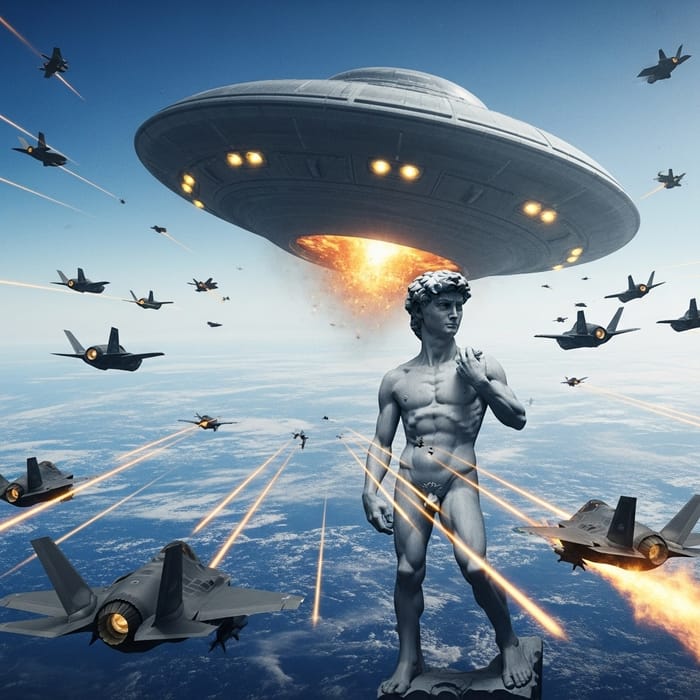 Alien Invasion: Davi Uma Attacks Earth with F-35 Jets vs Giant Saucer