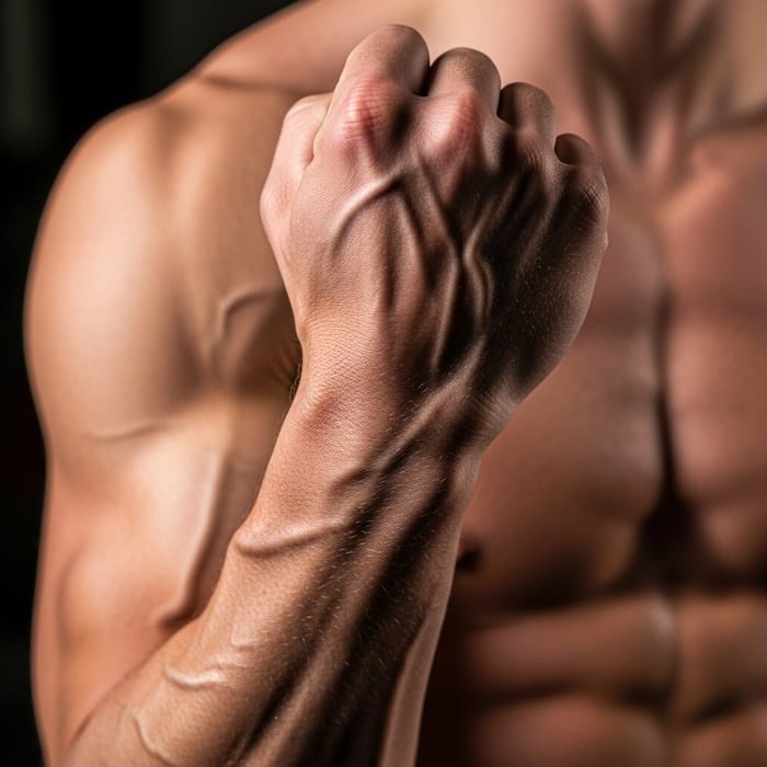 Muscular Veins in Arm of Teen Bodybuilder Muscular Veins in Arm of Teen Bodybuilder