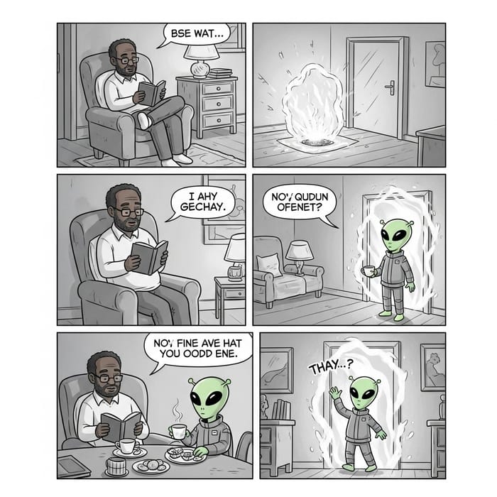 Quirky Short Comic: Unusual Tea Party with a Friendly Alien Quirky Short Comic: Unusual Tea Party with a Friendly Alien