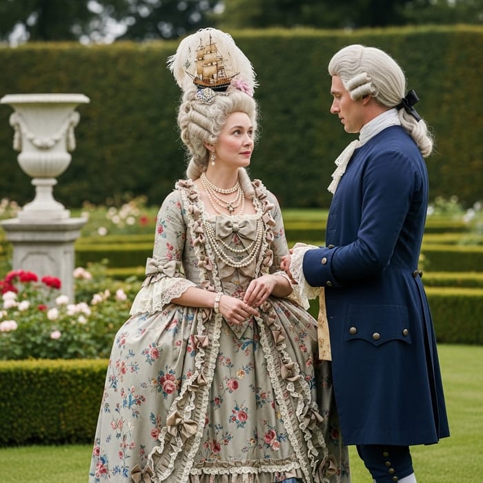 Marie Antoinette and Fersen in 18th-Century French Garden