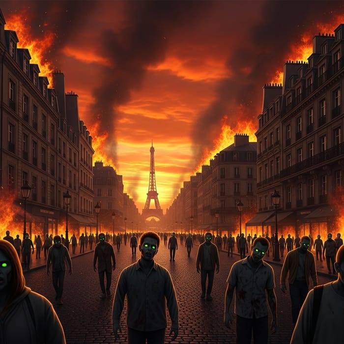 Paris Apocalypse: City in Flames with Zombie Mayhem