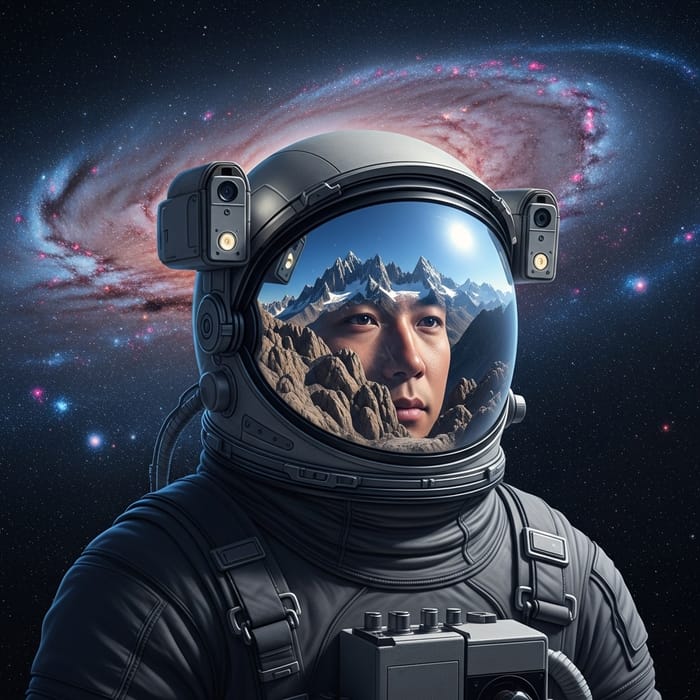 Astronaut in Space with Milky Way Reflection Astronaut in Space with Milky Way Reflection