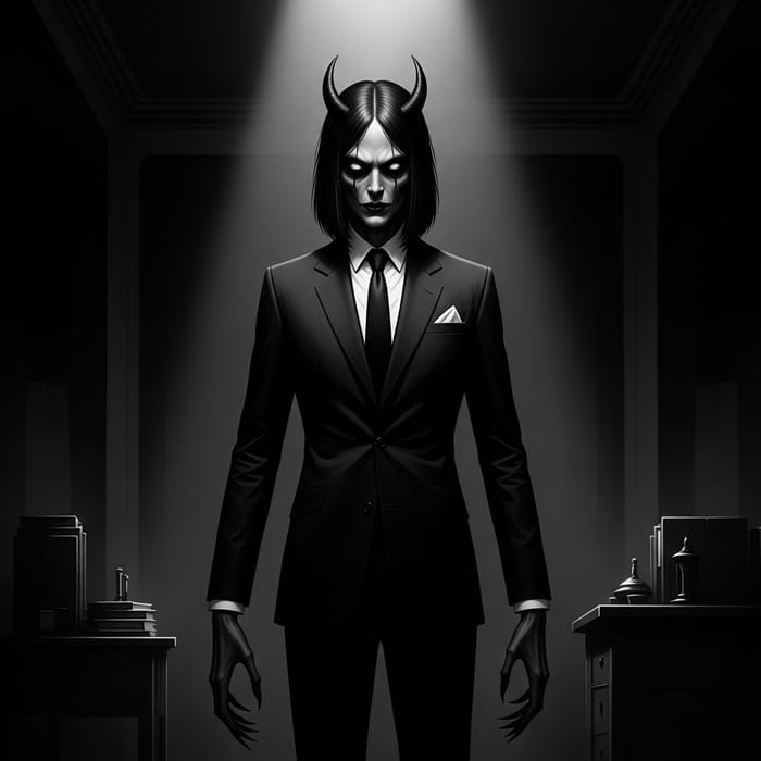 Eerie Humanoid Figure in Noir Horror Style Eerie Humanoid Figure in Noir Horror Style