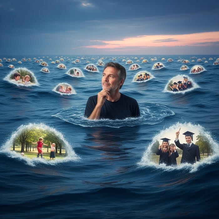 Man in a Surreal Sea of Past Memories Man in a Surreal Sea of Past Memories