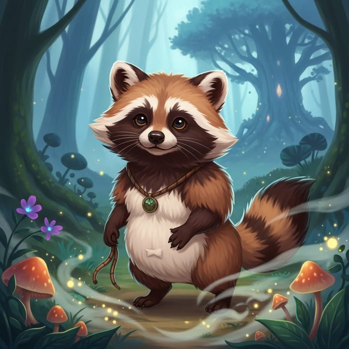 Enchanting Tanuki in Magical Forest Enchanting Tanuki in Magical Forest