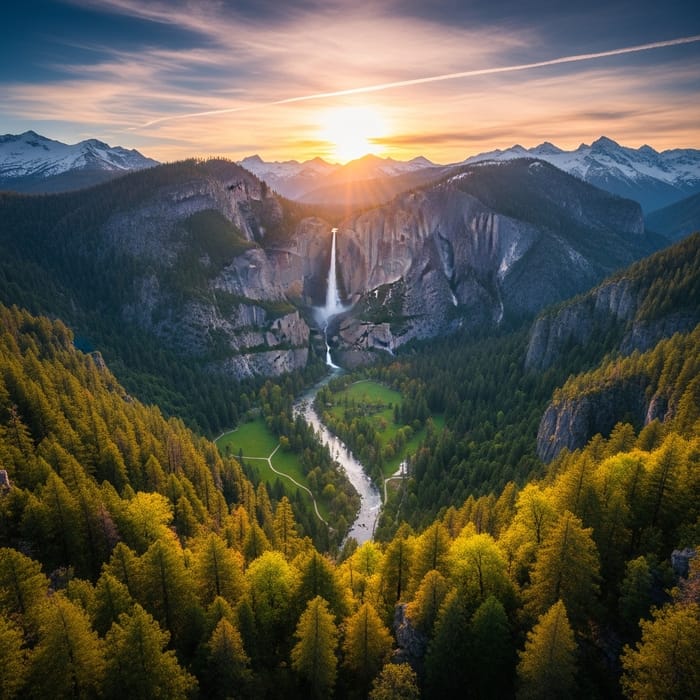 Breathtaking Landscape with Majestic Waterfall