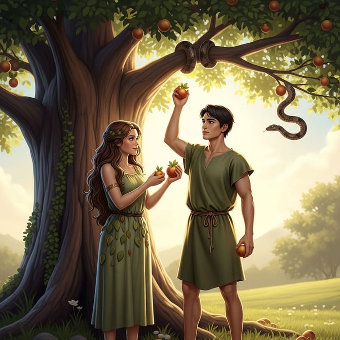 Forbidden Tree: Adam, Eve, and the Serpent - Biblical Imagery