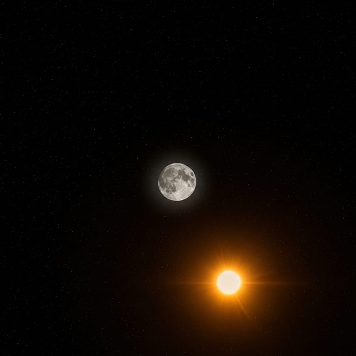 Celestial Harmony: Moon and Sun in Cosmic Alignment