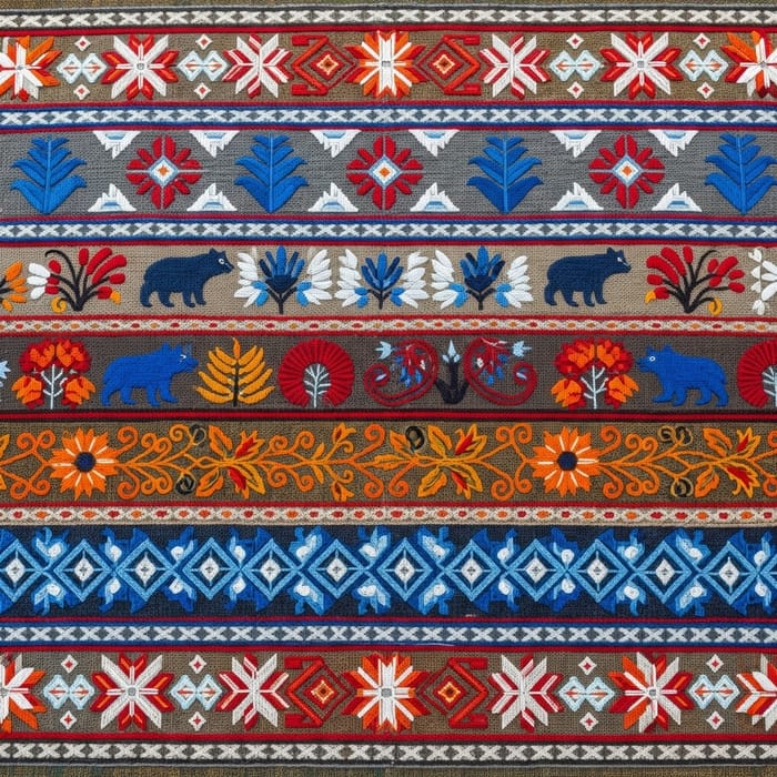 Siberian Pattern: Intricate Embroidery & Vibrant Colors Siberian Pattern: Intricate Embroidery & Vibrant Colors