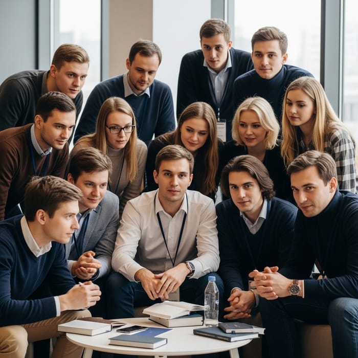 Russian Master's Students in Group Discussion Russian Master's Students in Group Discussion