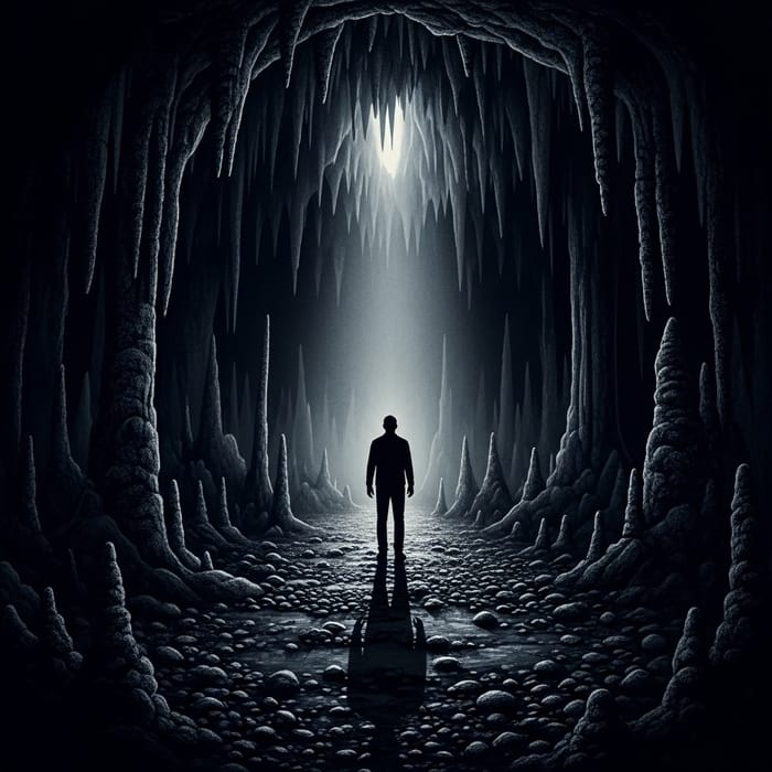 Man's Shadow: Alone in Cave Allegory Man's Shadow: Alone in Cave Allegory