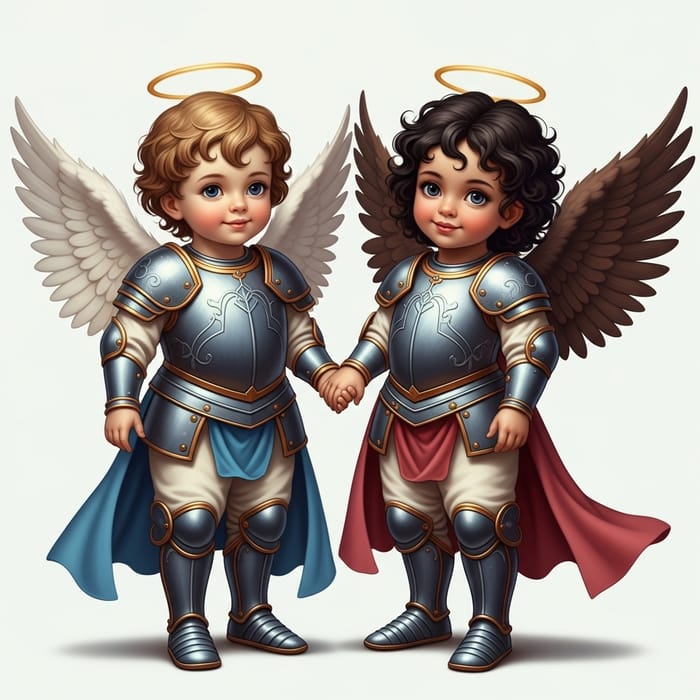 Smiling Armor Little Angels | Fair Skin Boy & Morena Girl Smiling Armor Little Angels | Fair Skin Boy & Morena Girl