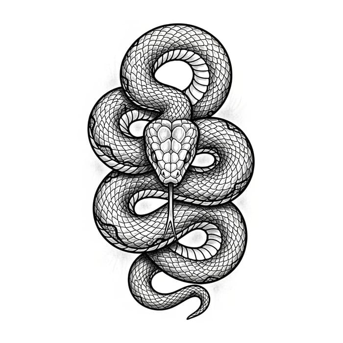 Sketch Snake Tattoo Design: Hypnotic Realism