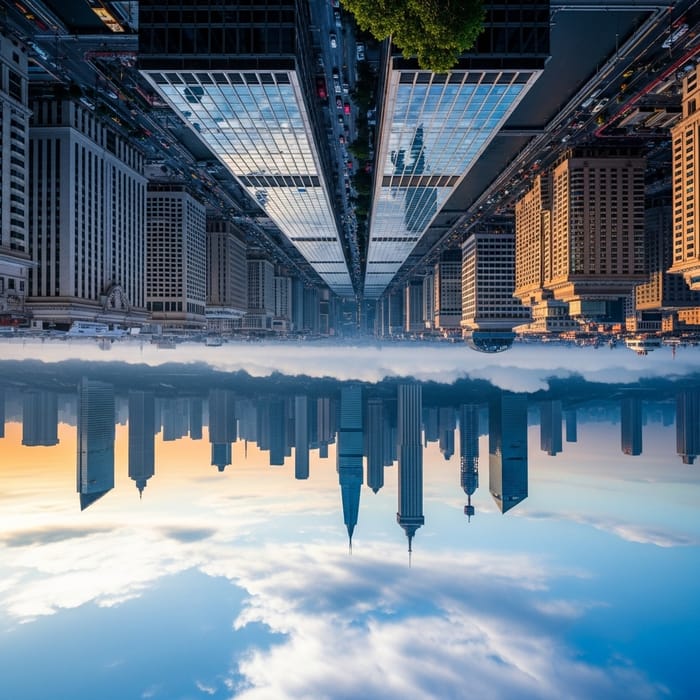 Sophisticated Financial District: Photorealistic Inverted Nature