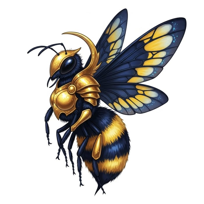 Mythical Faerie Bee: Stunning Navy and Yellow Wings