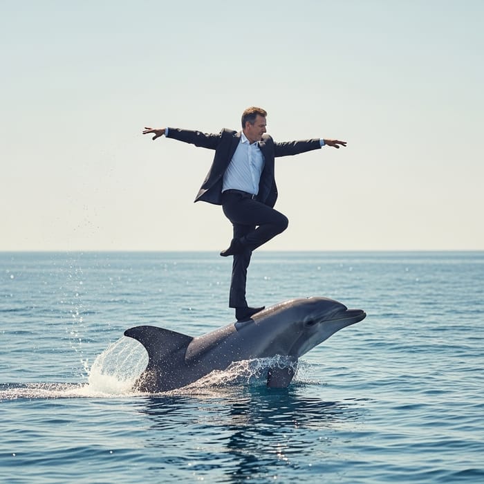 Gerry Scotti Dancing with Dolphin Gerry Scotti Dancing with Dolphin