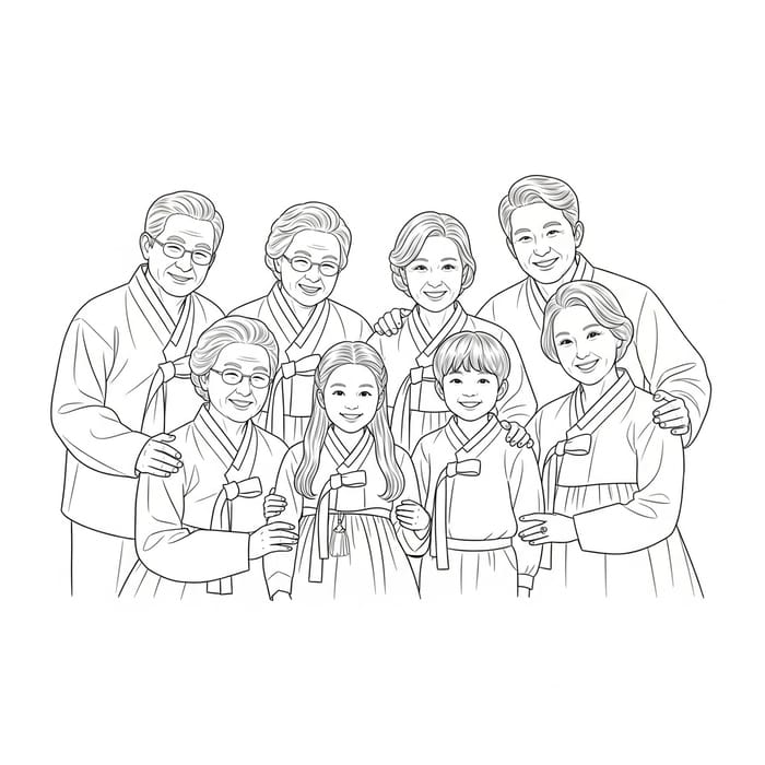 Korean Family Line Sketch: Bonds of Love Korean Family Line Sketch: Bonds of Love