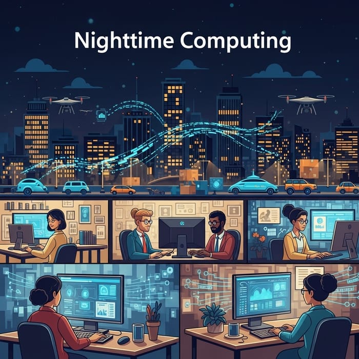 Nighttime Tech Savvy in Urban Setting