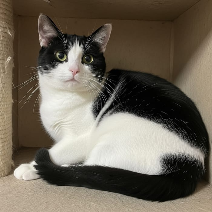 Cute Black and White Chunky Cat Photo