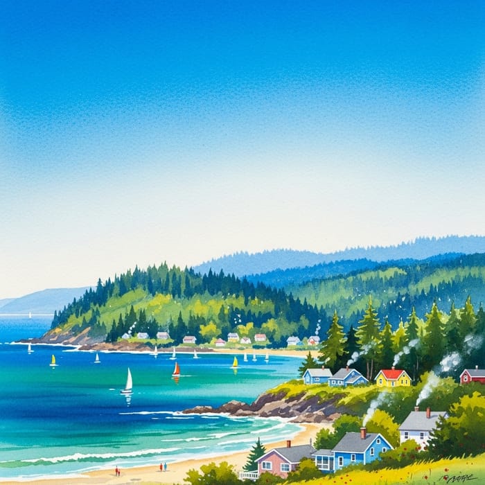 Whidbey Island Watercolor: Serene Scene Whidbey Island Watercolor: Serene Scene