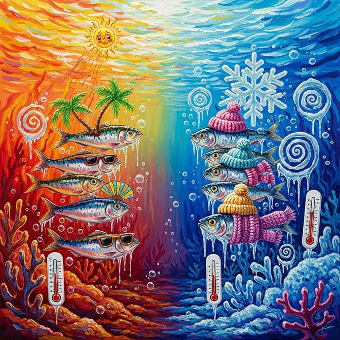 Vibrant Sardine Art: Climate Change & Colorful Seascapes Vibrant Sardine Art: Climate Change & Colorful Seascapes