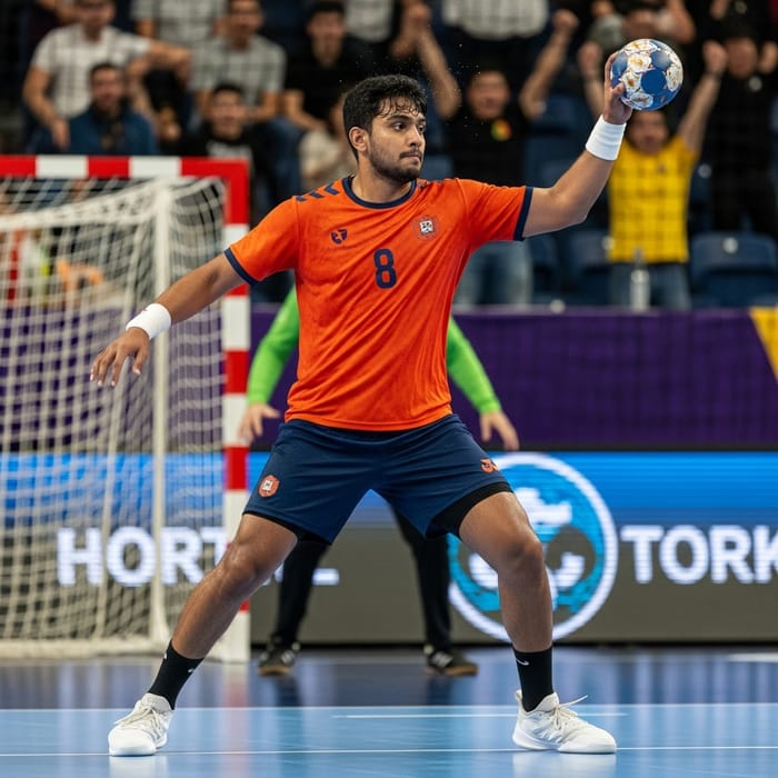 Dynamic Handball Player in Action